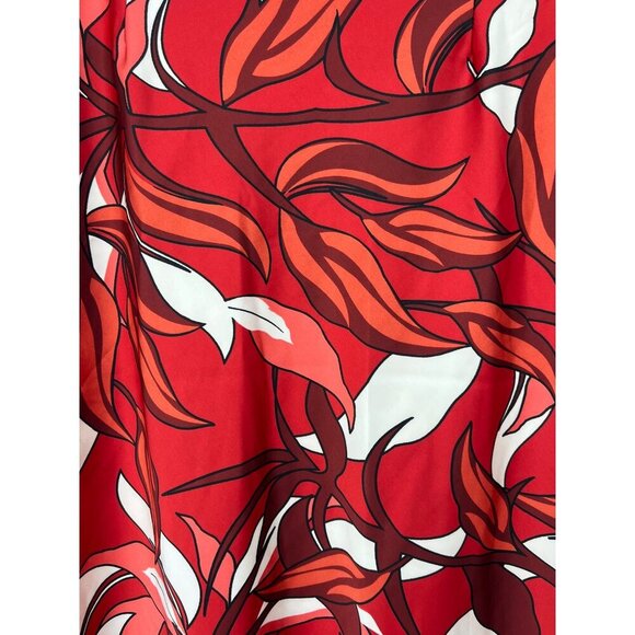 Sigrid Olsen Women Faux Wrap Skirt Size Large Red Ivory Midi Floral Stretch New - Picture 6 of 9